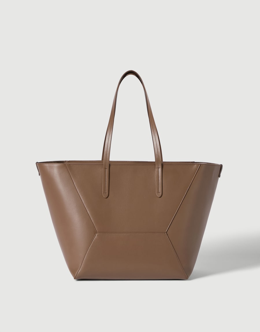 Sac BC Duo en cuir de veau Brun Gianduia Femme - Brunello Cucinelli