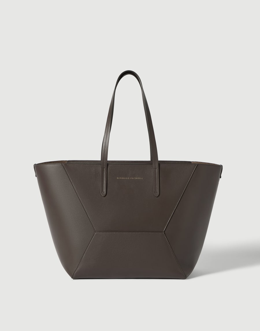 Bolso BC Duo en piel de becerro Caoba oscuro Mujer - Brunello Cucinelli