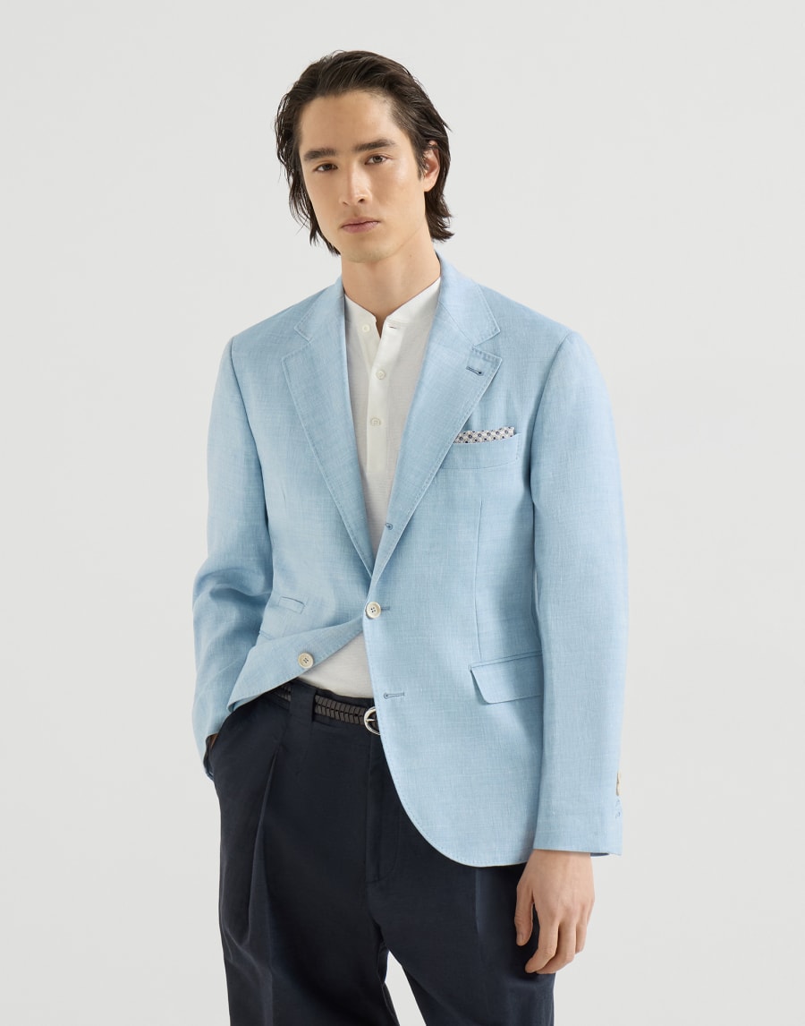 Chevron deconstructed blazer Azure Man - Brunello Cucinelli