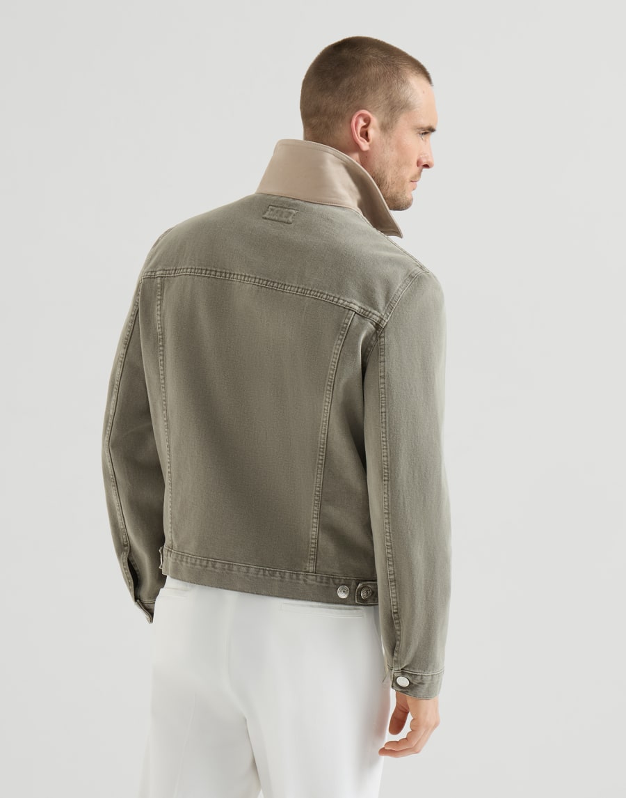 Jacke aus stückgefärbtem Denim Armeegrün Herren - Brunello Cucinelli