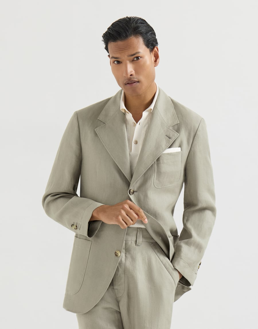 Chevron unlined blazer Sage Man - Brunello Cucinelli