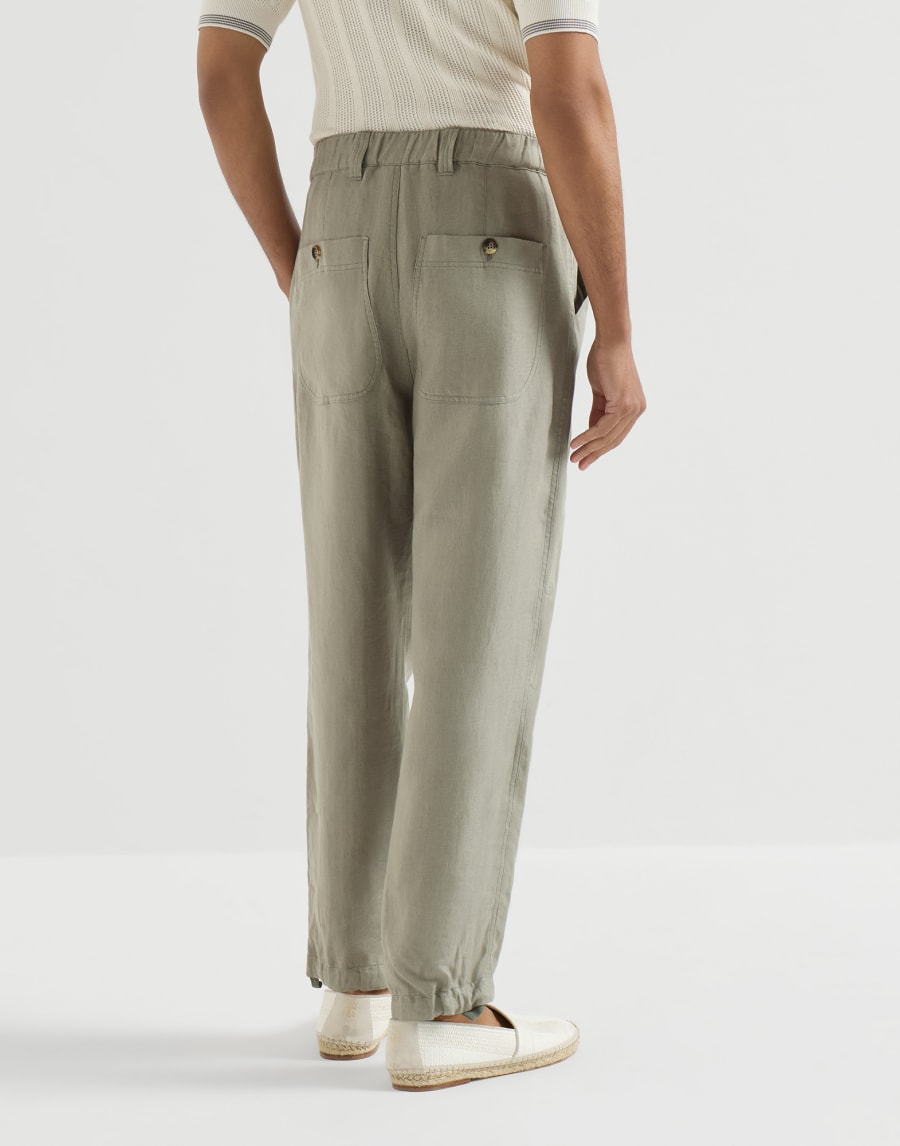 Linen trousers with drawstring Sage Man - Brunello Cucinelli