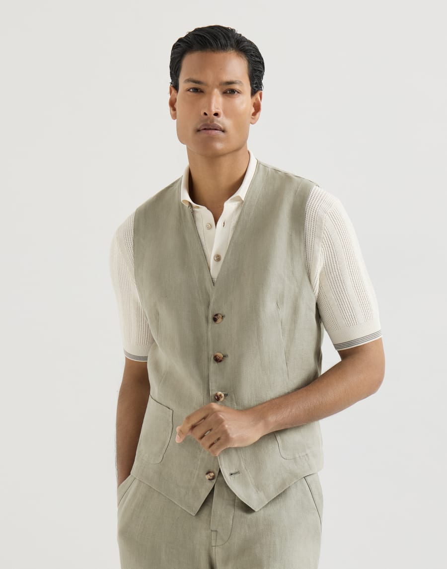 Linen waistcoat Sage Man - Brunello Cucinelli