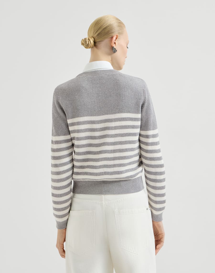 Cotton Sparkling yarn sweater Silver Woman - Brunello Cucinelli