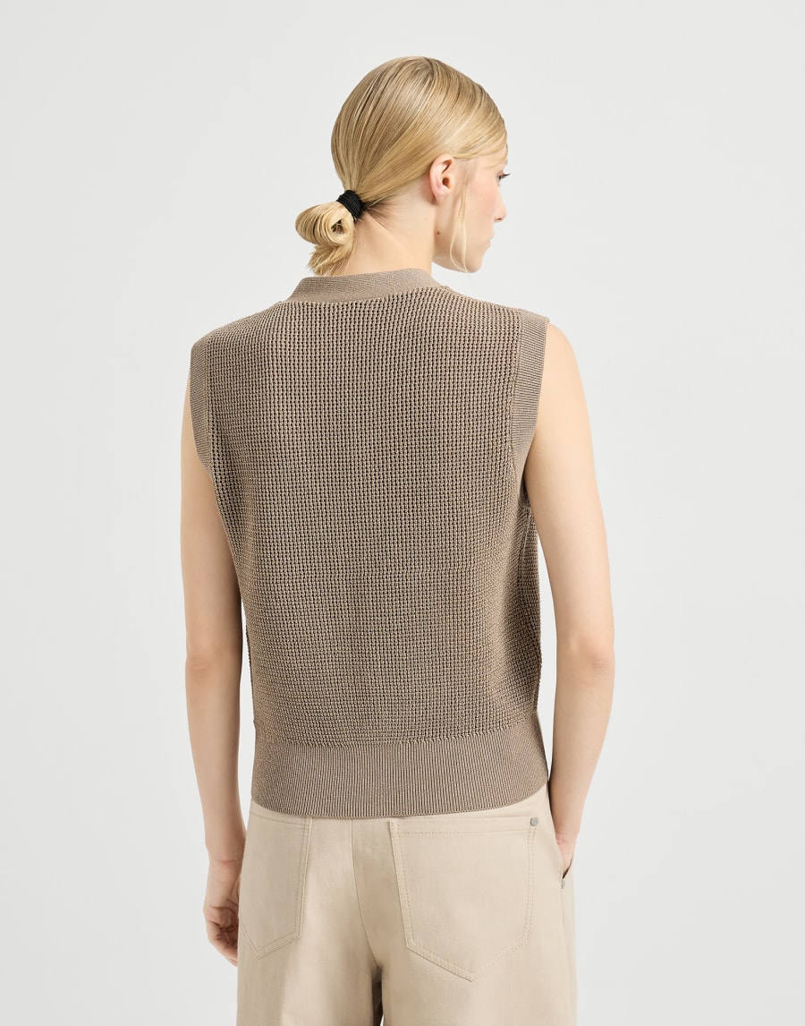 Sparkling cotton cardigan Walnut Woman - Brunello Cucinelli