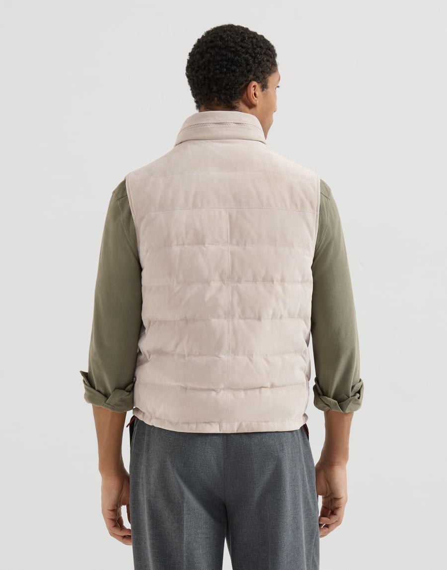 Daunenweste aus Veloursleder Hellbraun Herren - Brunello Cucinelli