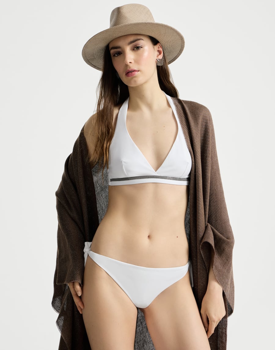 Techno jersey bikini top with monili White Woman - Brunello Cucinelli