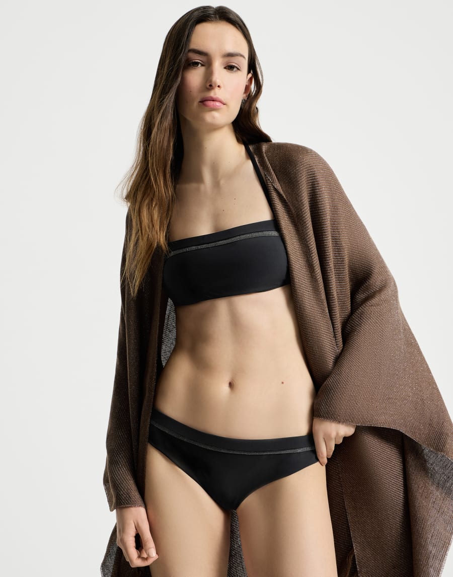 Bikini bandeau top with monili Black Woman - Brunello Cucinelli