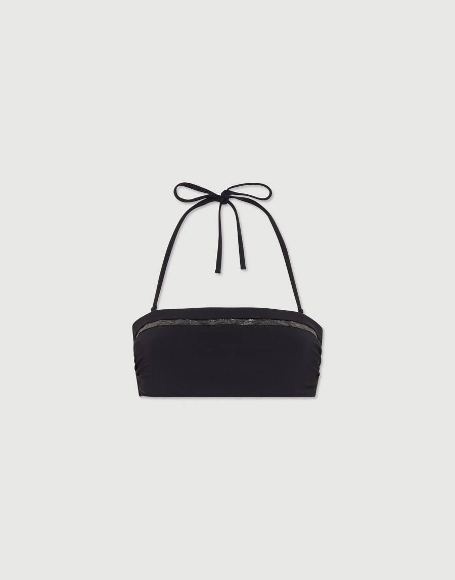Bikini bandeau top with monili Black Woman - Brunello Cucinelli