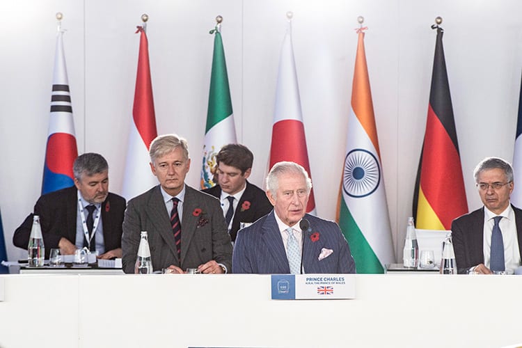 L'allora Principe Carlo del Galles al G20 di Roma del 2021