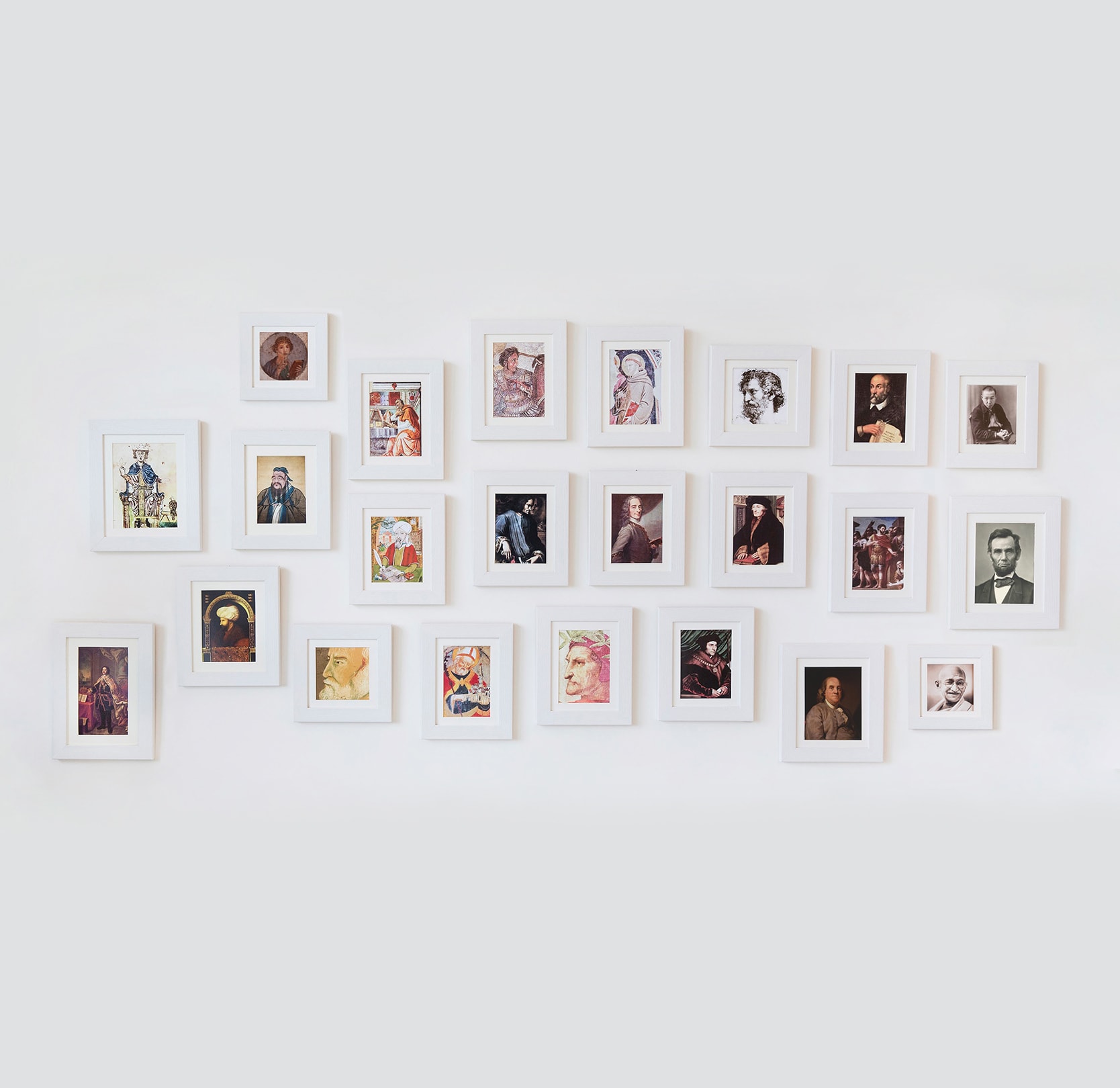 Portraits of the thinkers who inspire Brunello Cucinelli, hanging in his office