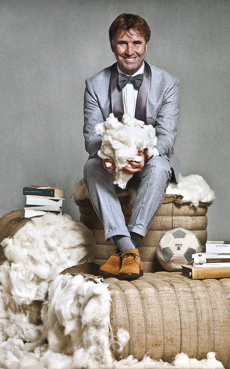 Brunello in 2008 wearing one of his innovations: the grey tuxedo