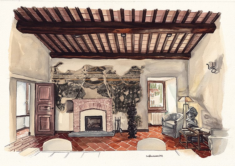 Brunello Cucinelli’s studiolo in the castle tower, Solomeo