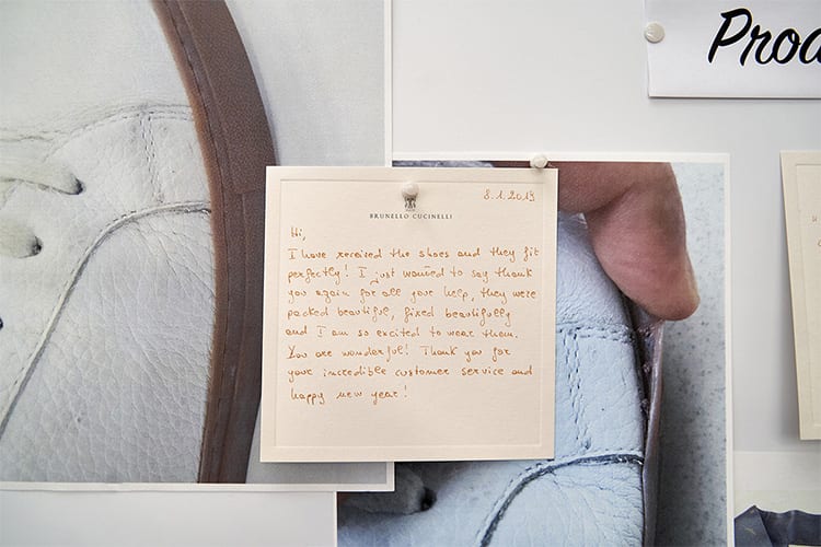 Thank-you note from a customer for receiving their repaired garment