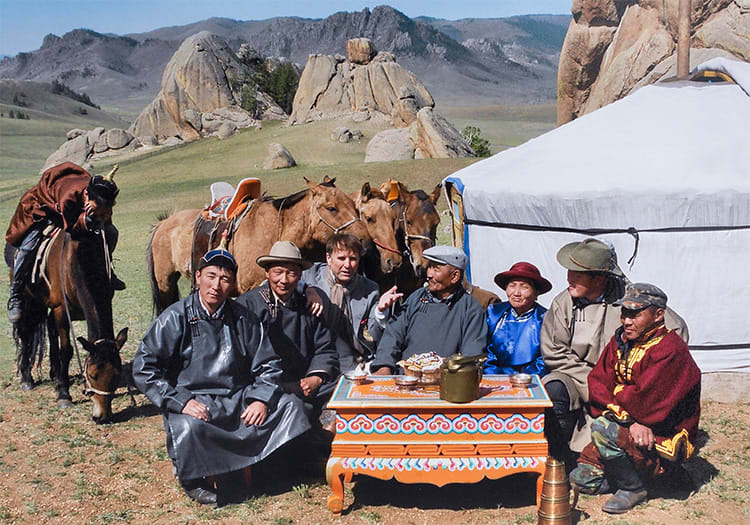 Brunello Cucinelli with the herders of Mongolia, 2009