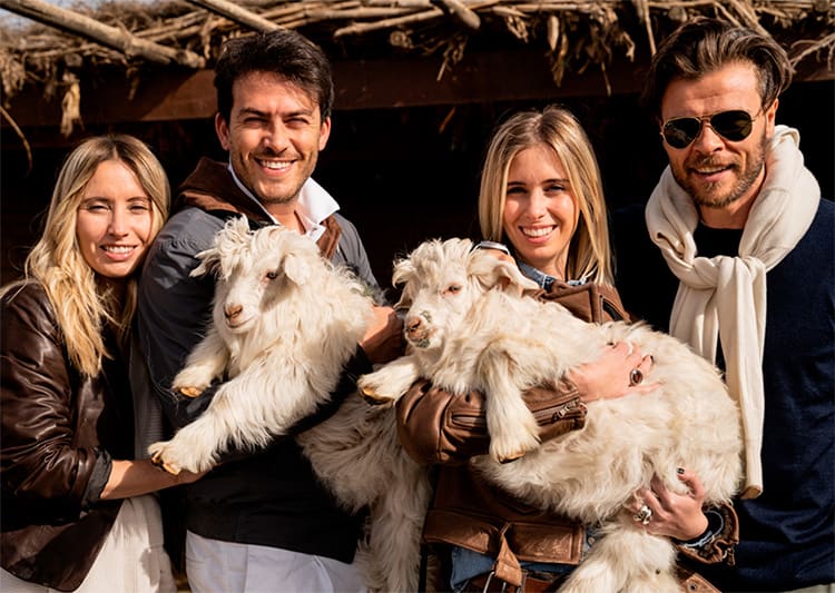 Camilla and Carolina Cucinelli with their husbands Riccardo Stefanelli and Alessio Piastrelli visiting Mongolia