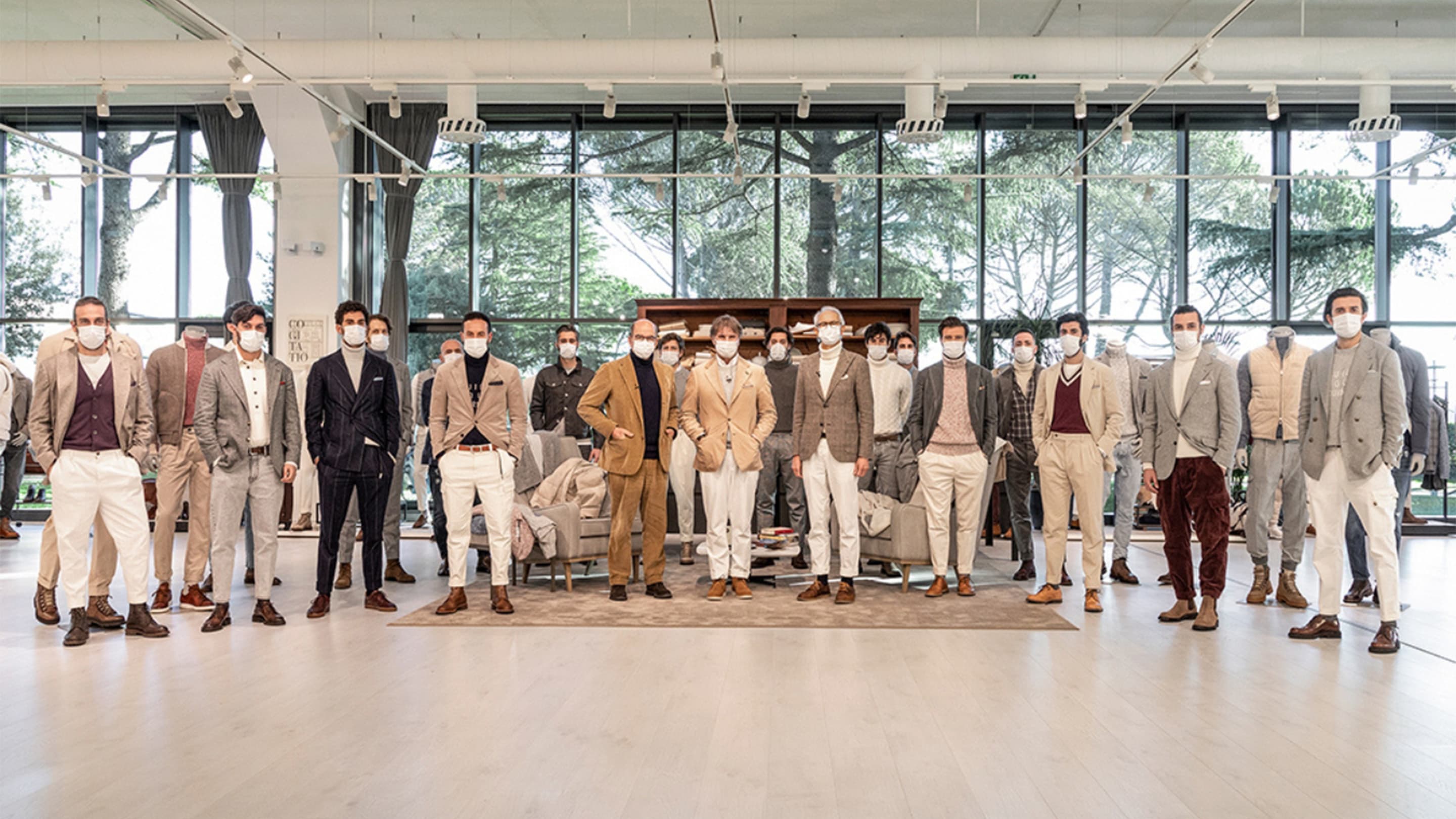 Brunello Cucinelli, Raffaello Napoleone, Agostino Poletto, opening event of Pitti Uomo Connect, January 2021