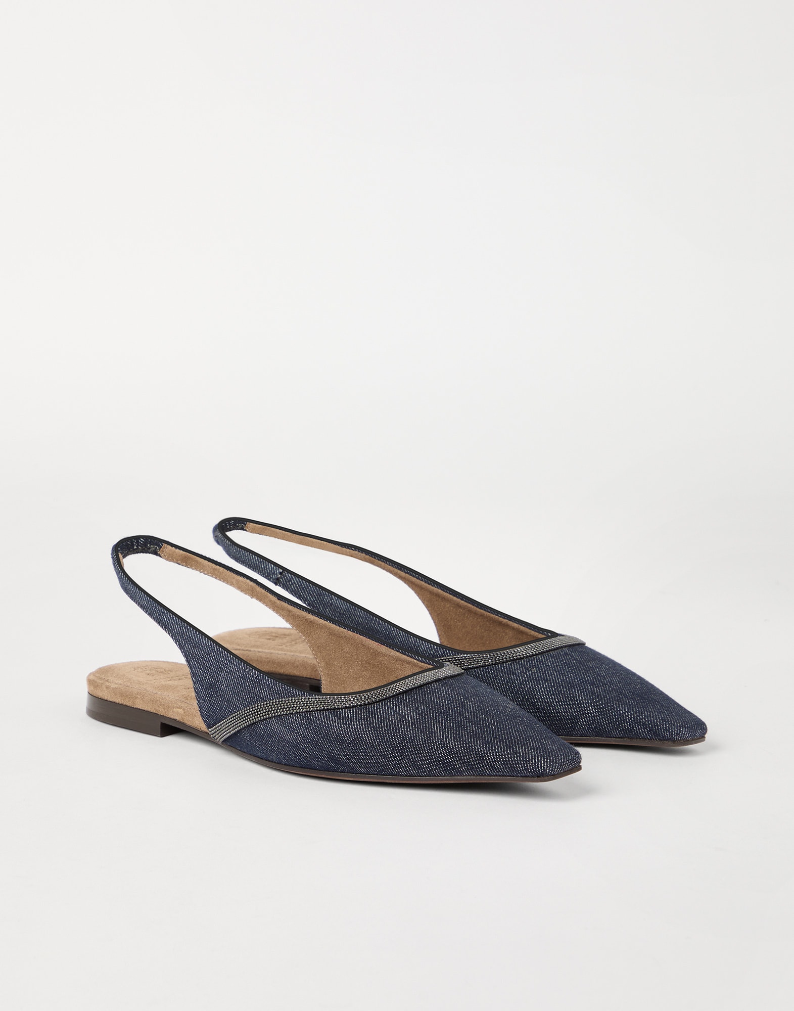 Flats with monili Dark Denim Woman - Brunello Cucinelli