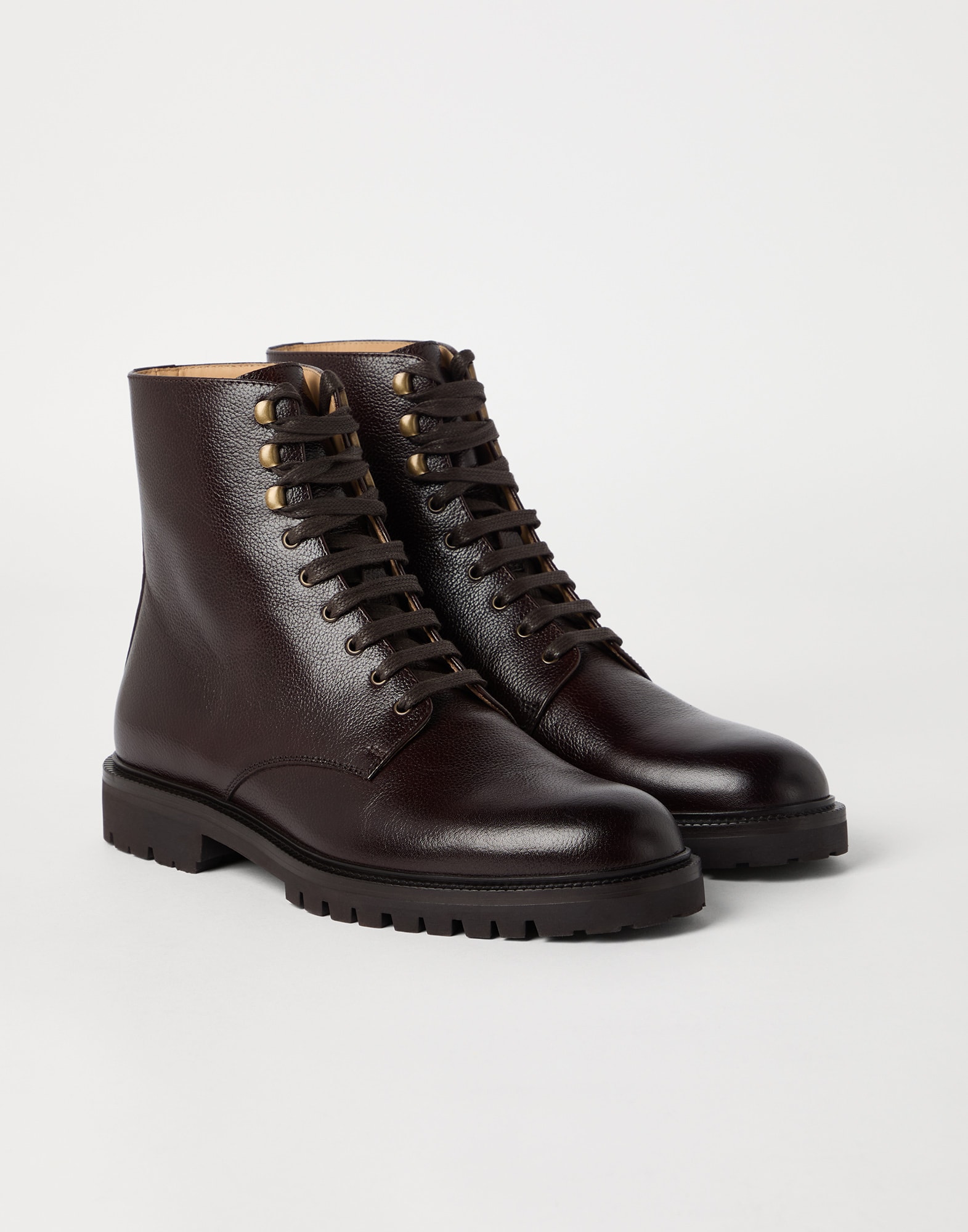 小牛皮靴子 意式咖啡色 男款 - Brunello Cucinelli