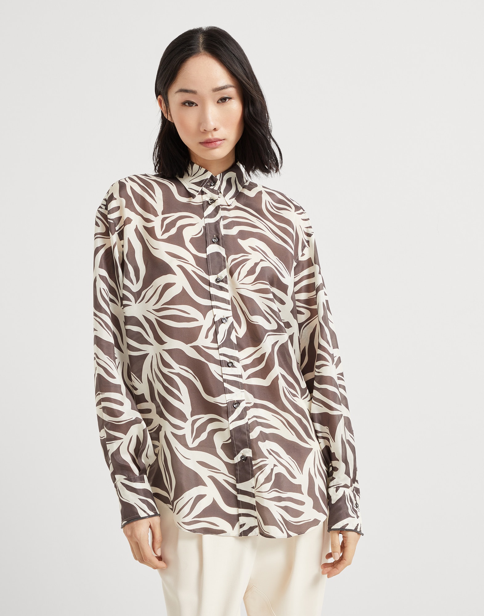 Pongee Flower Print shirt