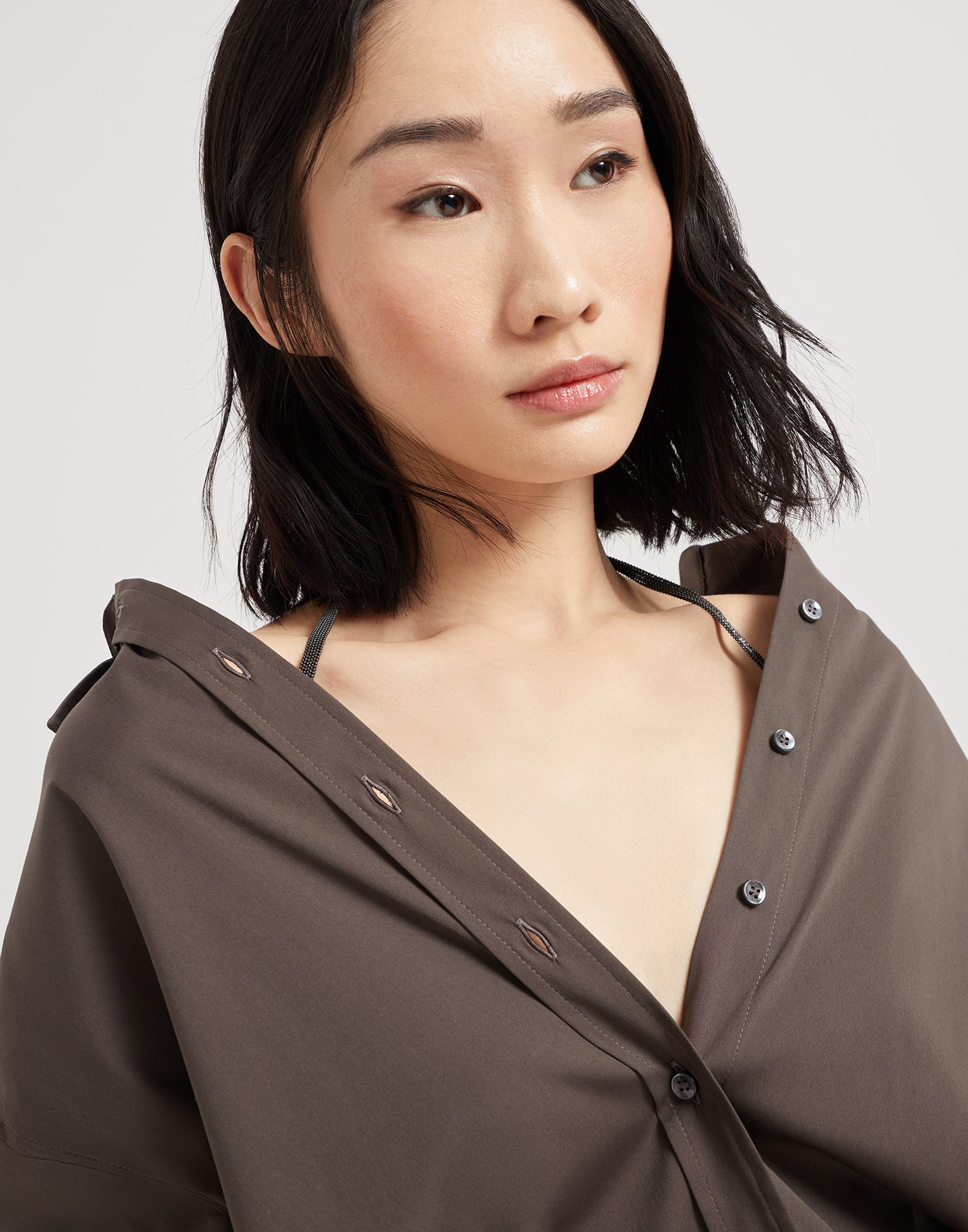 全棉衬衫 - 细节视角 - 正面观看 - 全屏观看