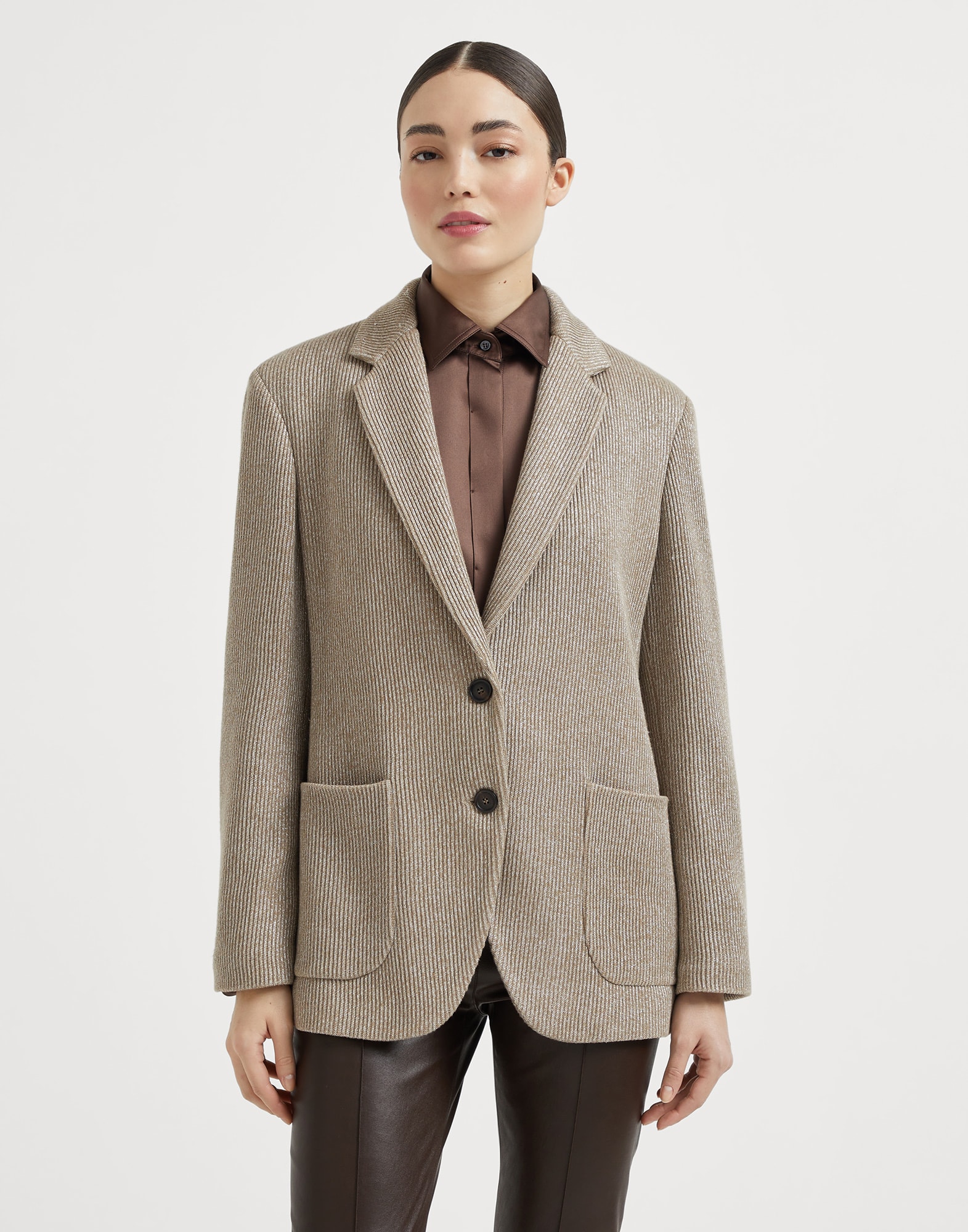 镶珠装饰针织夹克