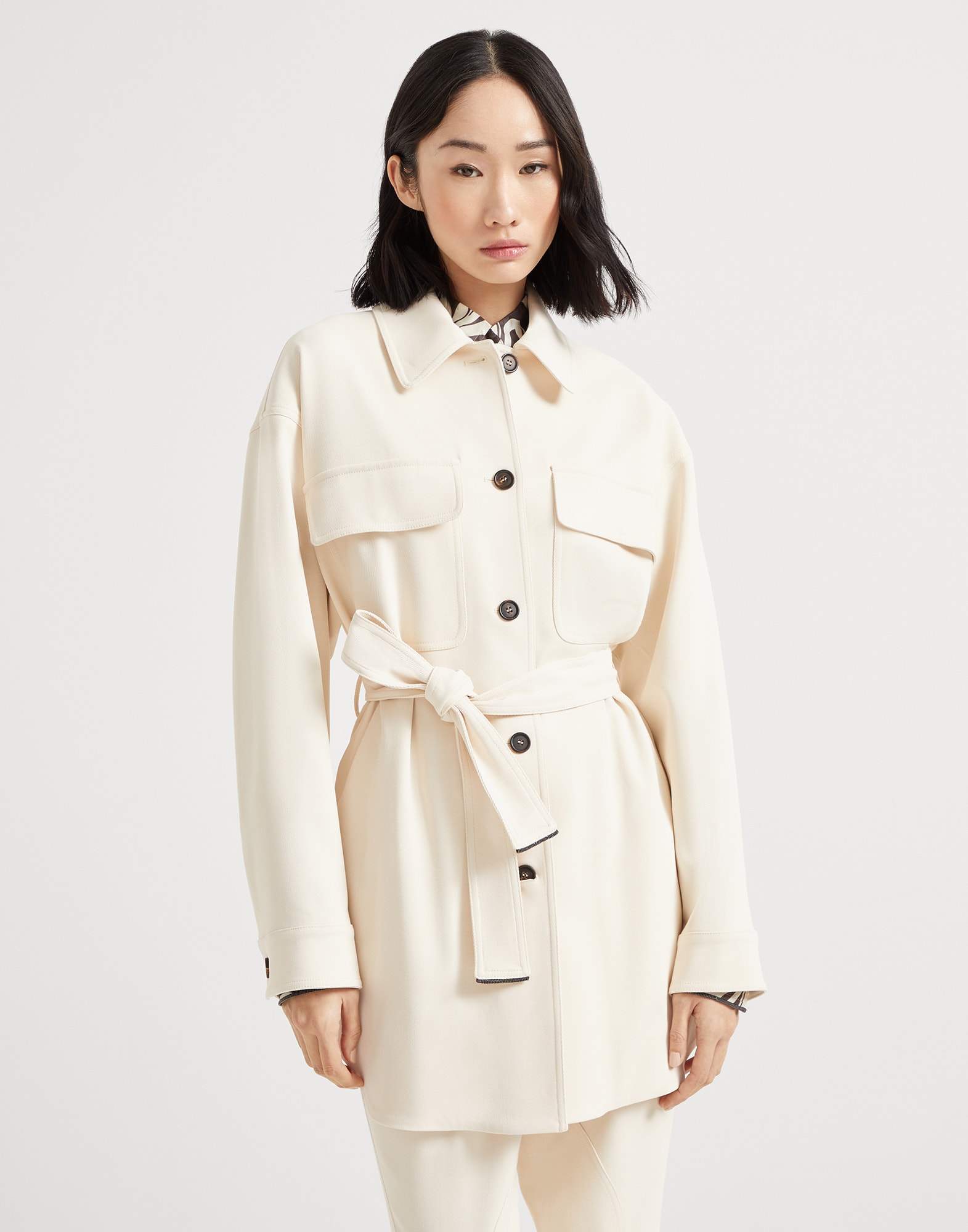 Twill blazer with monili