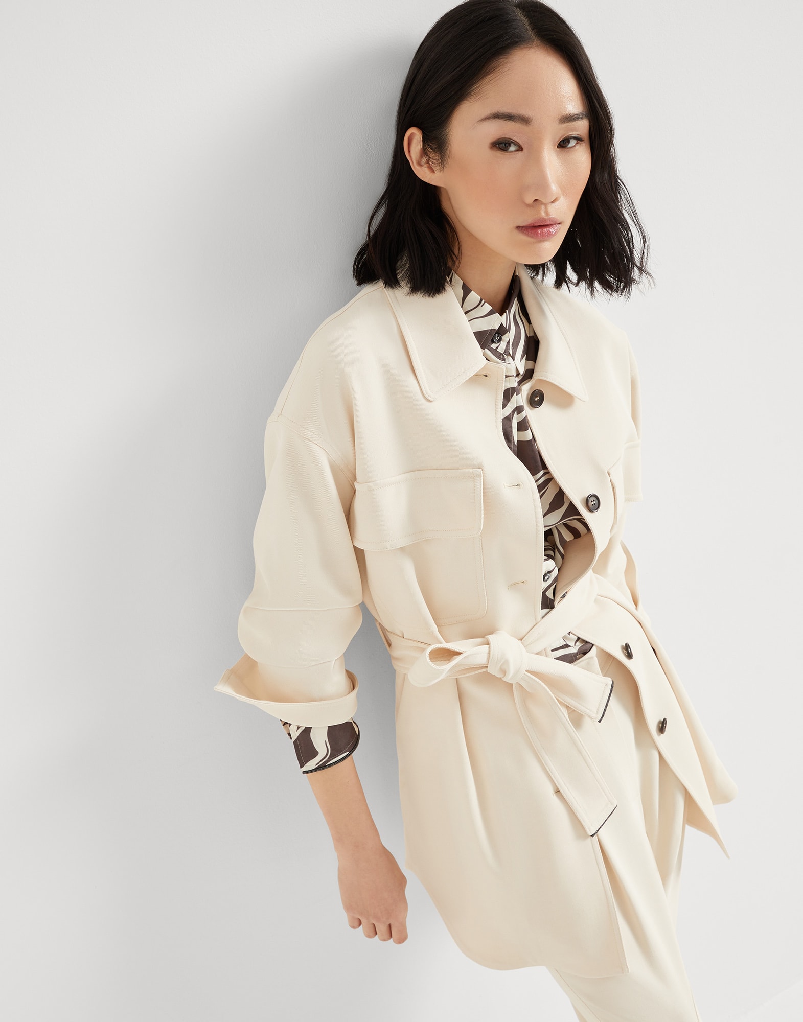 Twill blazer with monili Panama Woman - Brunello Cucinelli