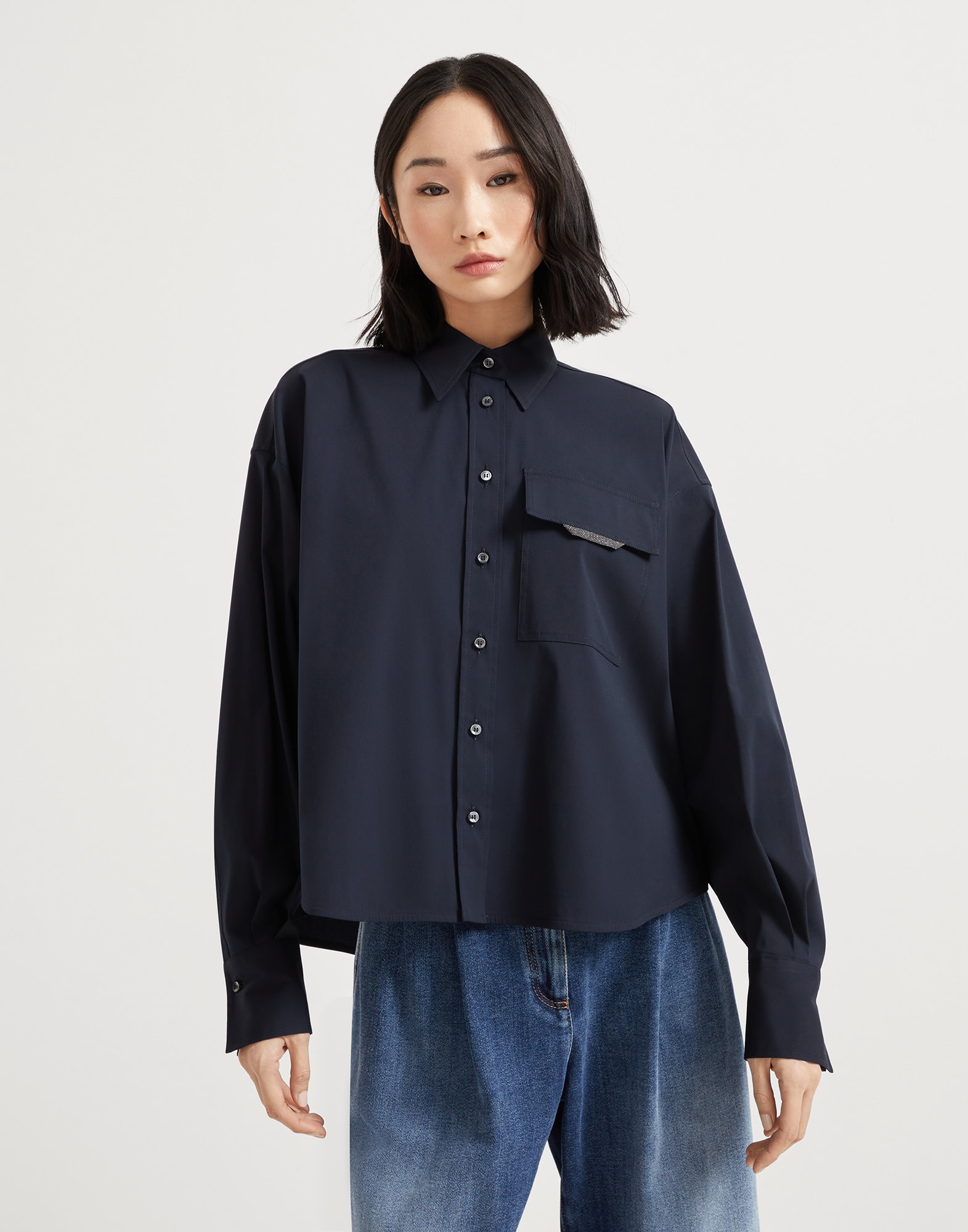 弹力府绸面料衬衫