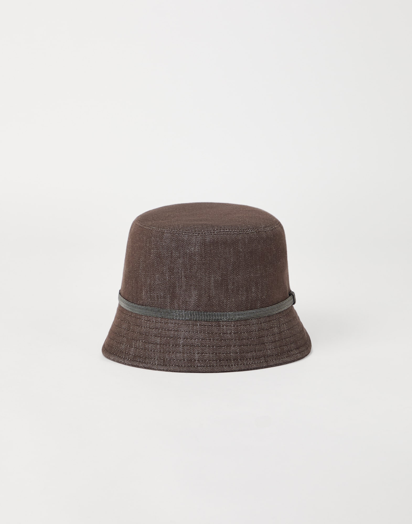 Bucket hat with monili Chocolate Woman - Brunello Cucinelli
