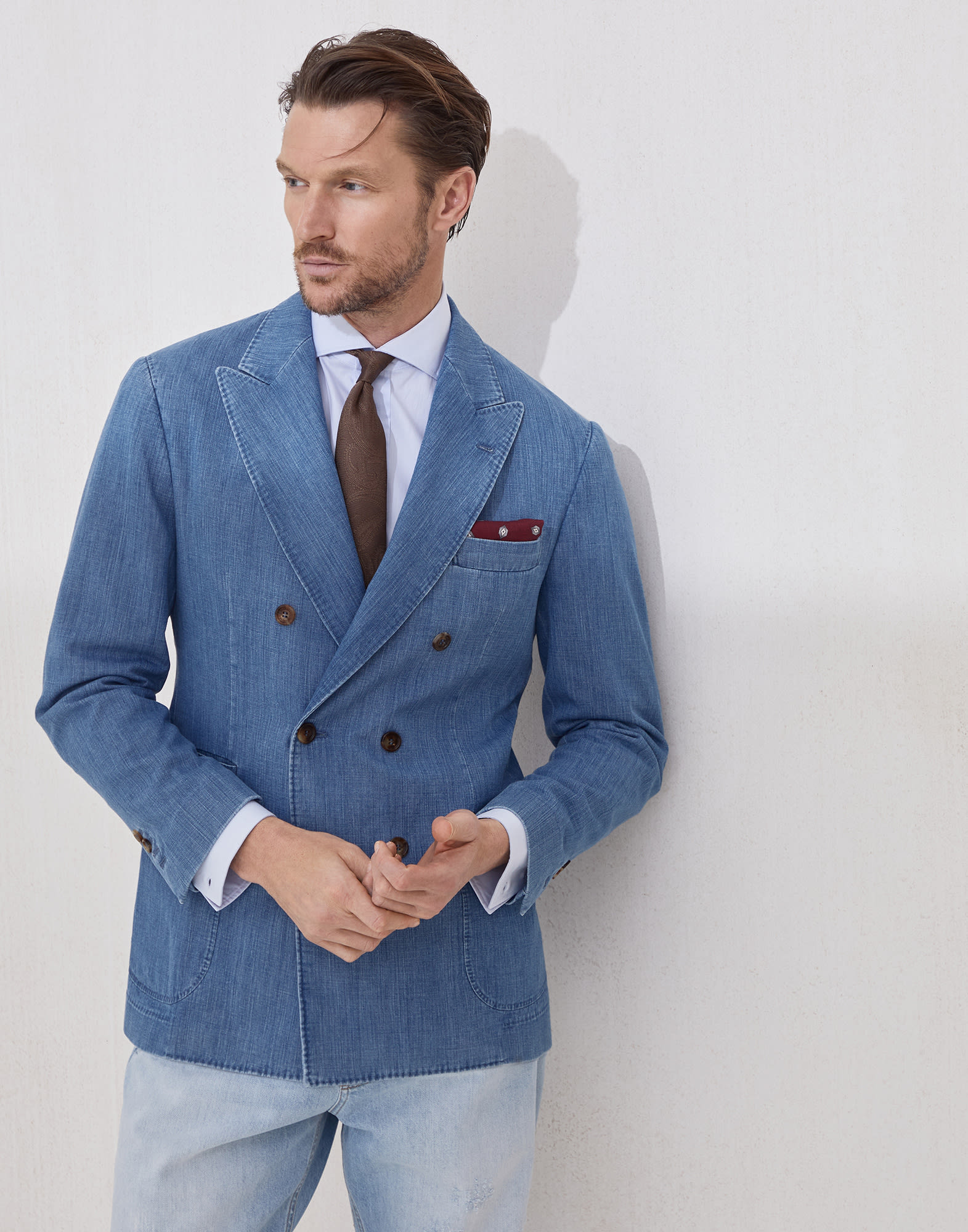 Denim blazer Light Blue Denim Man - Brunello Cucinelli