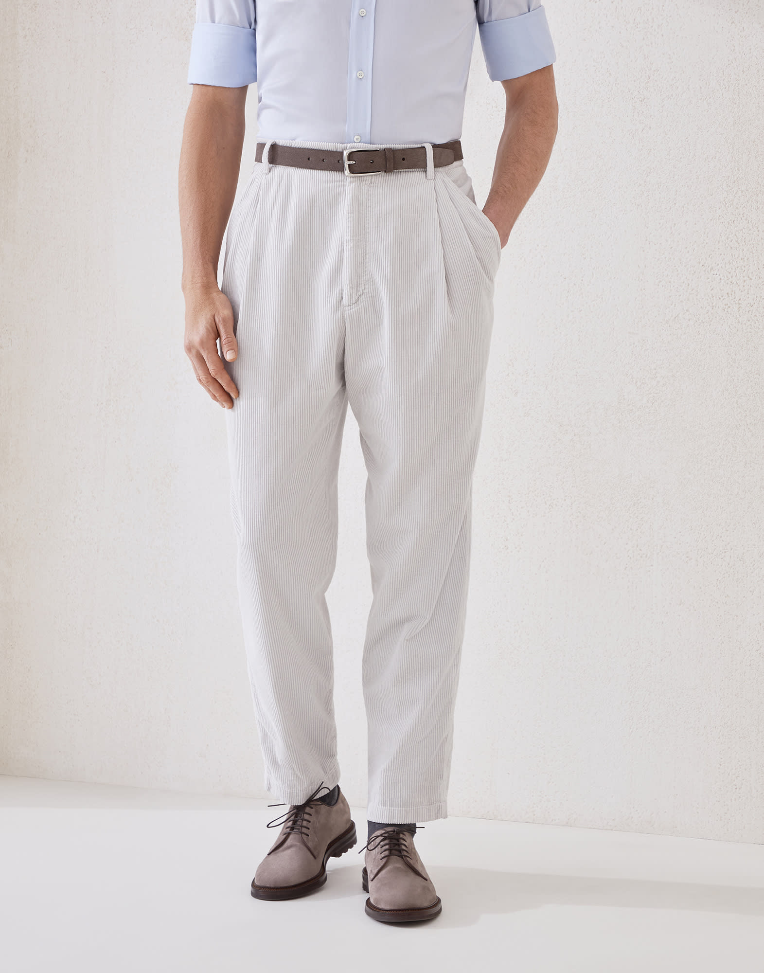 Tailor fit trousers Chalk Man - Brunello Cucinelli