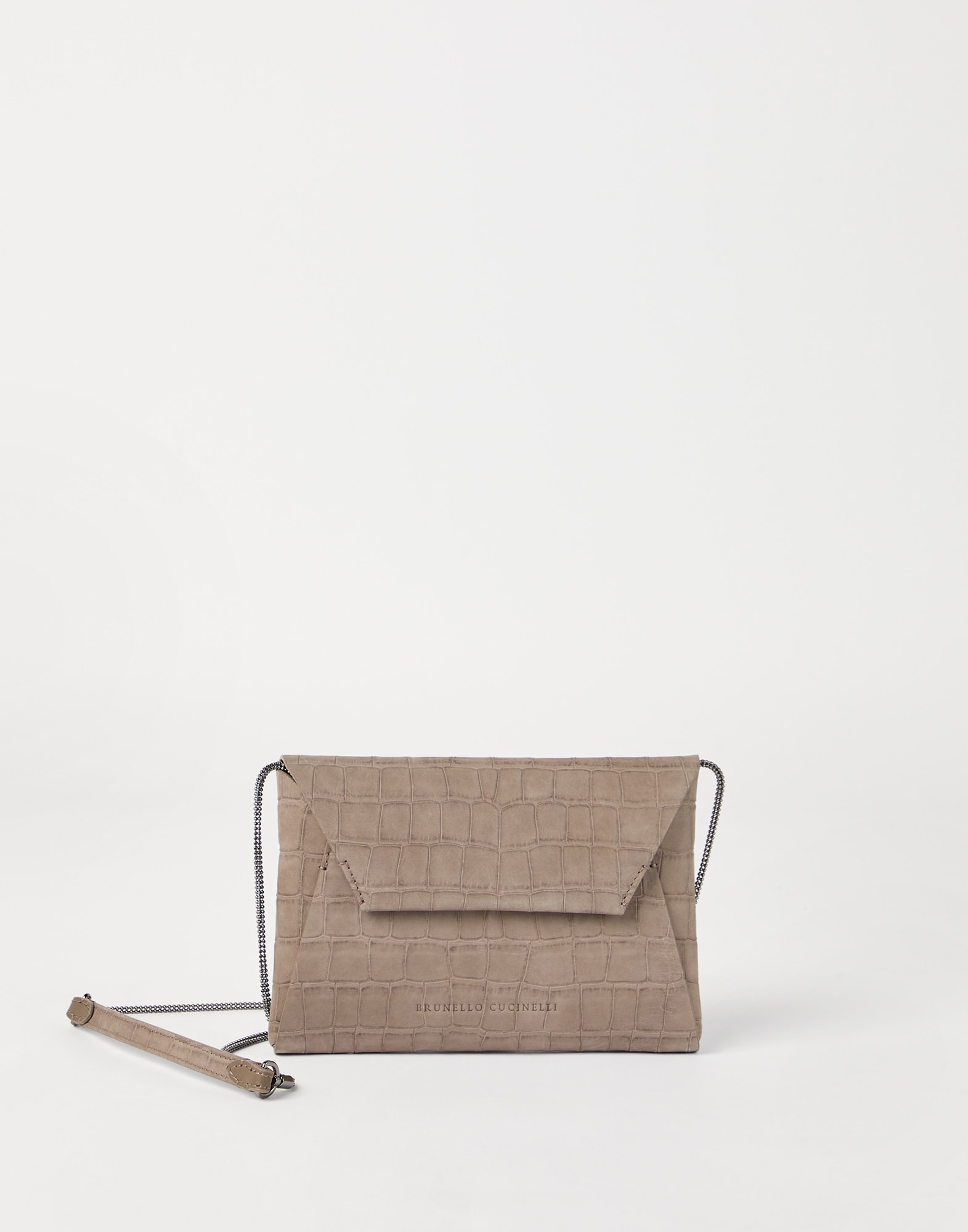 Cartera de mano BC Duo Croc Print Marrón Claro Mujer - Brunello Cucinelli