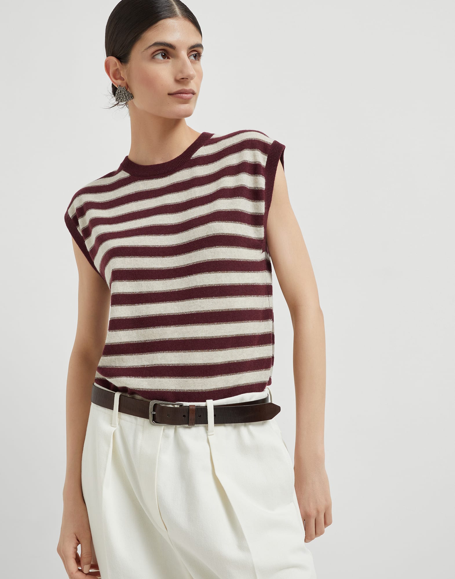 Cashmere knit vest Amaranth Woman - Brunello Cucinelli