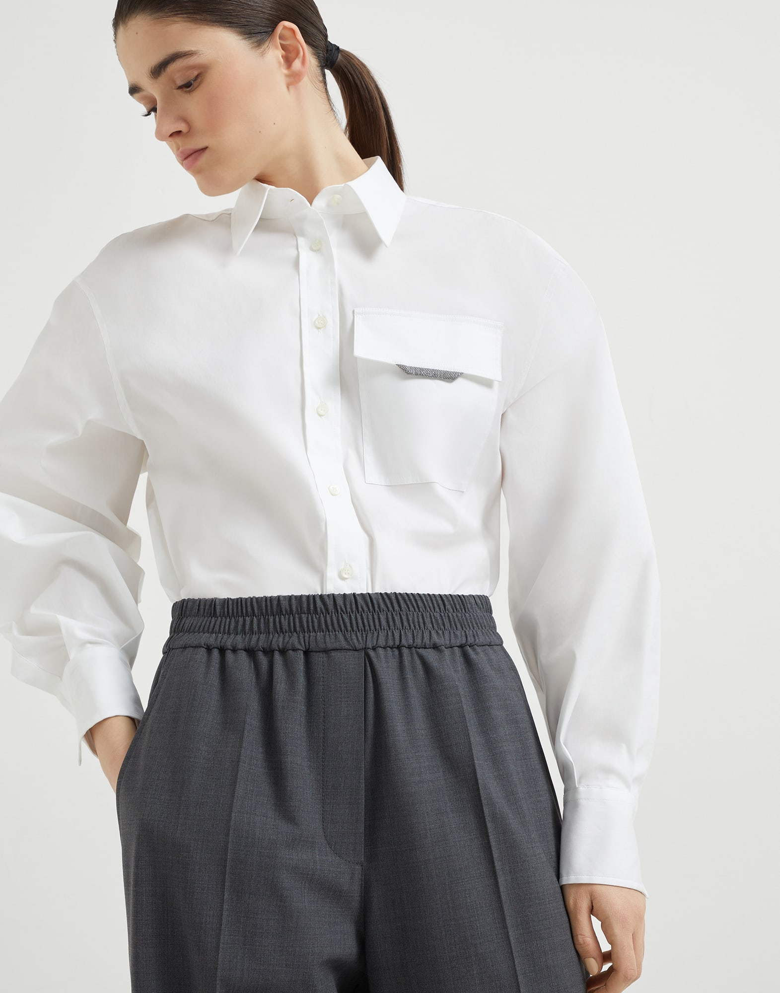 阔腿版型裤装 - 细节视角 - 正面观看 - 全屏观看