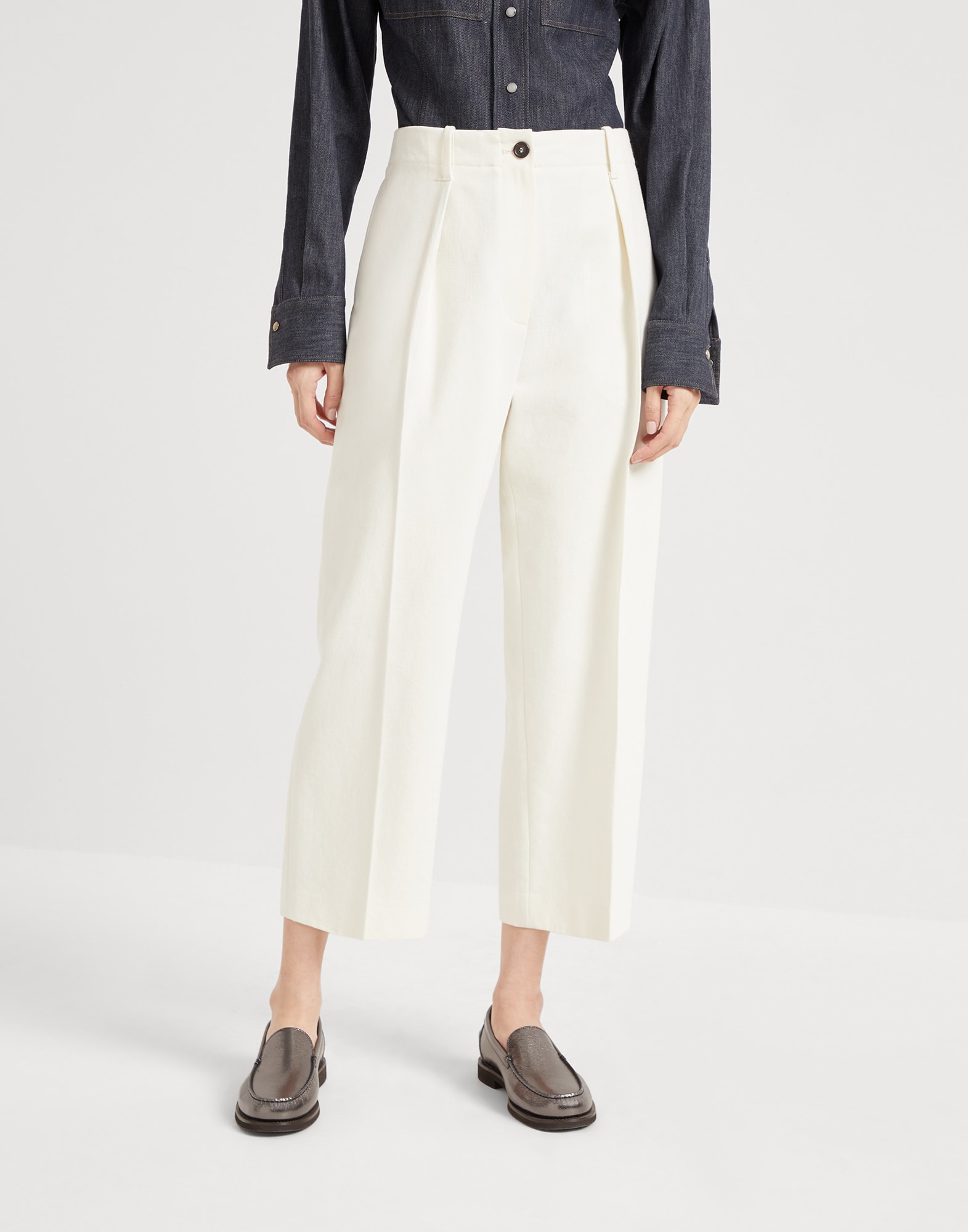 Pantalón Chino Pleated Panamá Mujer - Brunello Cucinelli