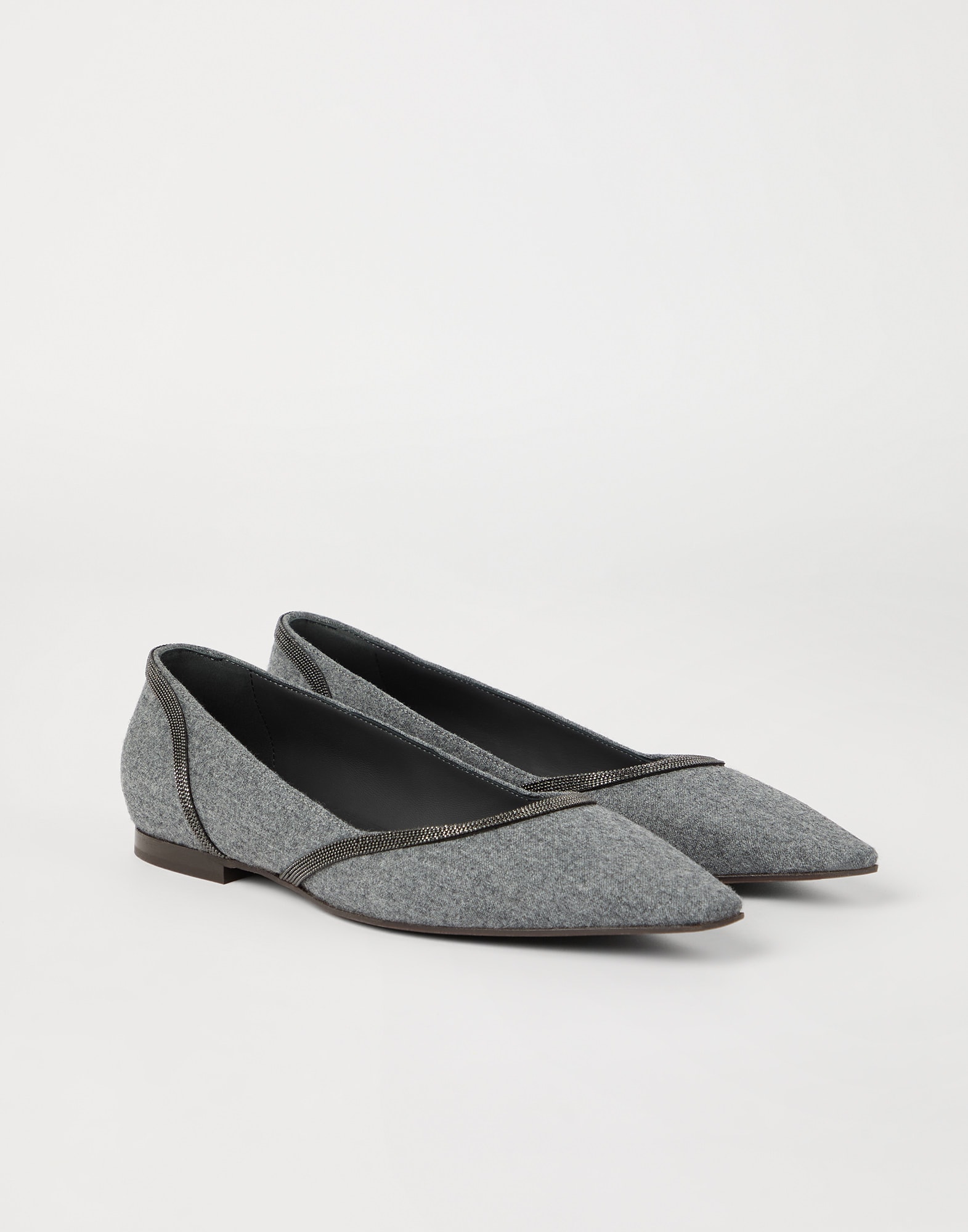 Flannel flats with monili Lead Woman - Brunello Cucinelli