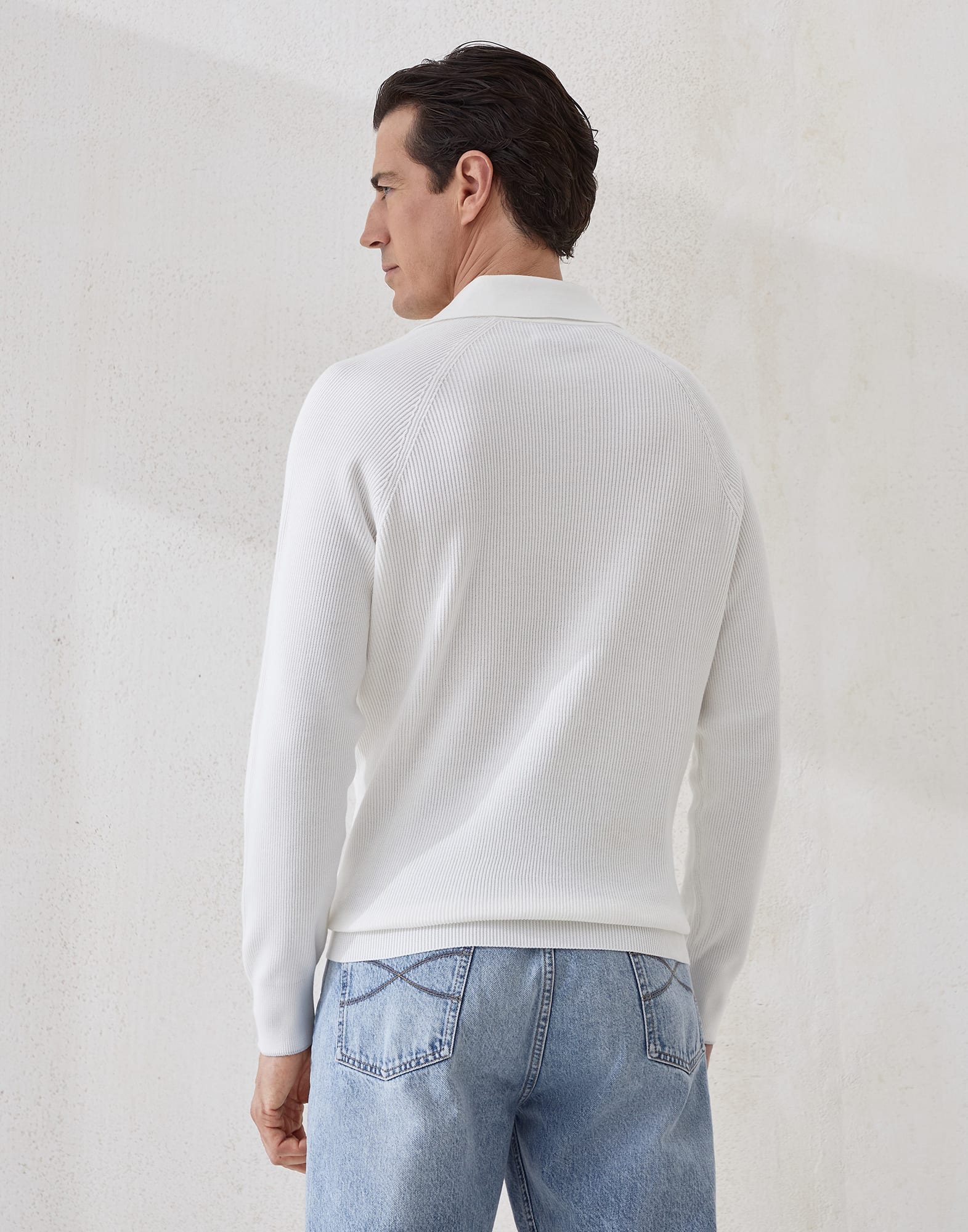 马球款针织衫 - 背面视角 - 正面观看 - 全屏观看