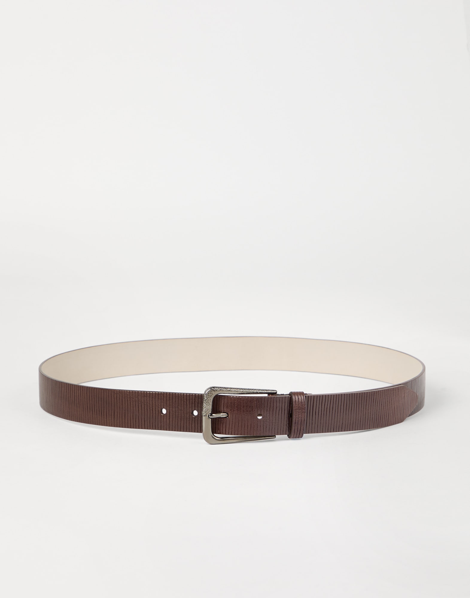 Carved leather belt Cocoa Woman - Brunello Cucinelli