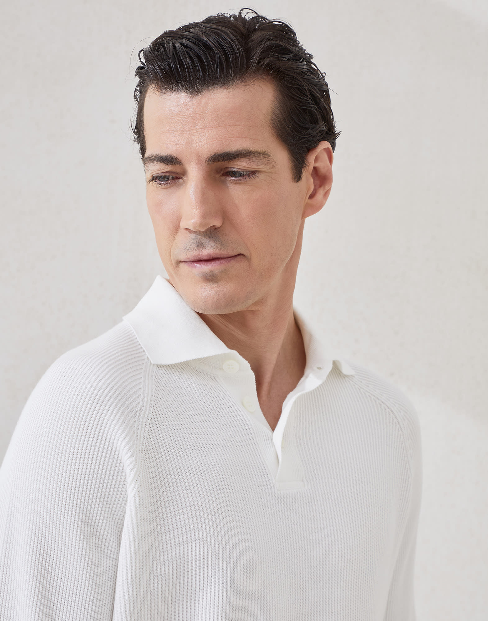 马球款针织衫 - 细节视角 - 正面观看 - 全屏观看