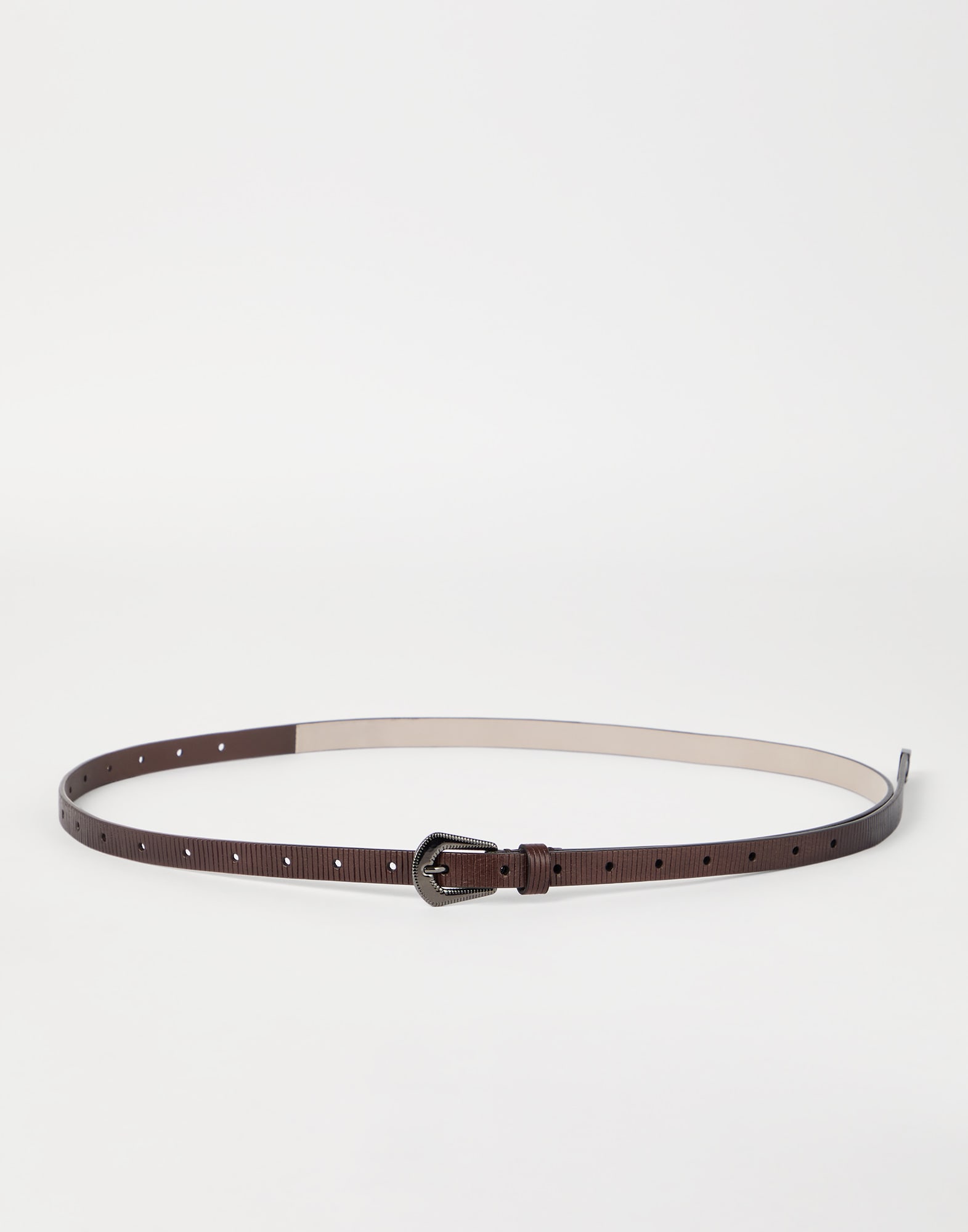 Carved leather belt Cocoa Woman - Brunello Cucinelli
