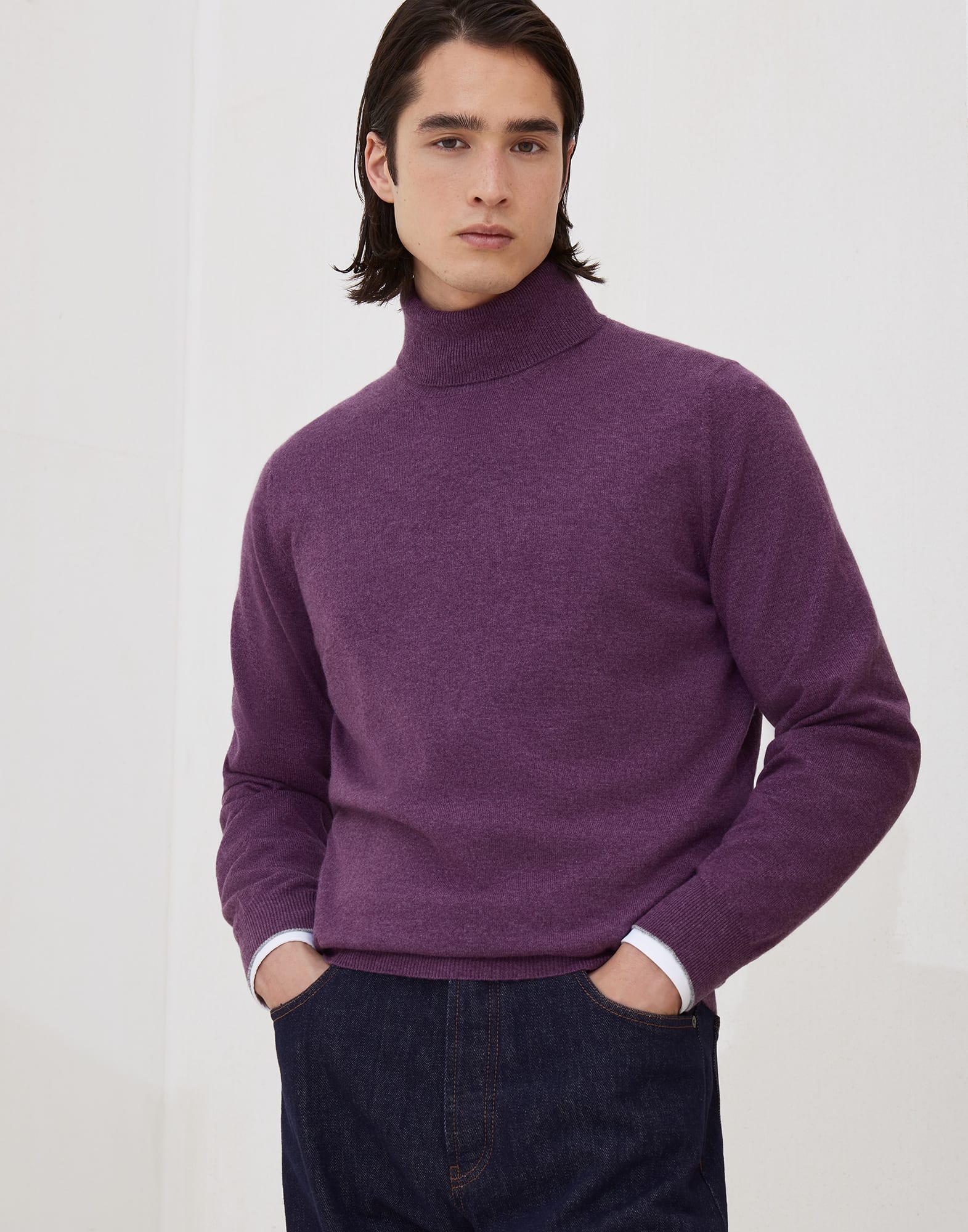 Turtleneck sweater for Man in Purple | Brunello Cucinelli Turtleneck sweater for Man in Purple | Brunello Cucinelli