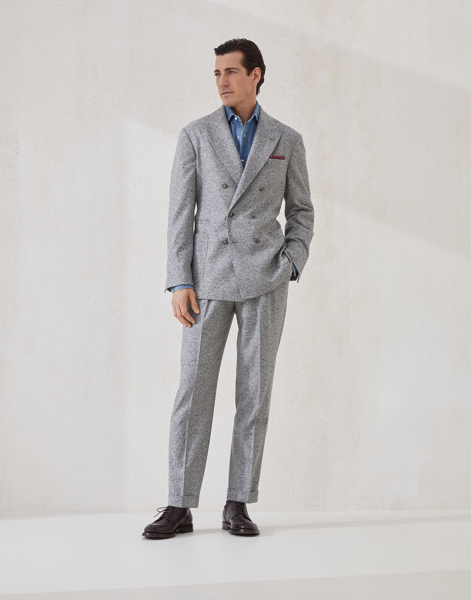 Sharkskin suit Medium Grey Man - Brunello Cucinelli