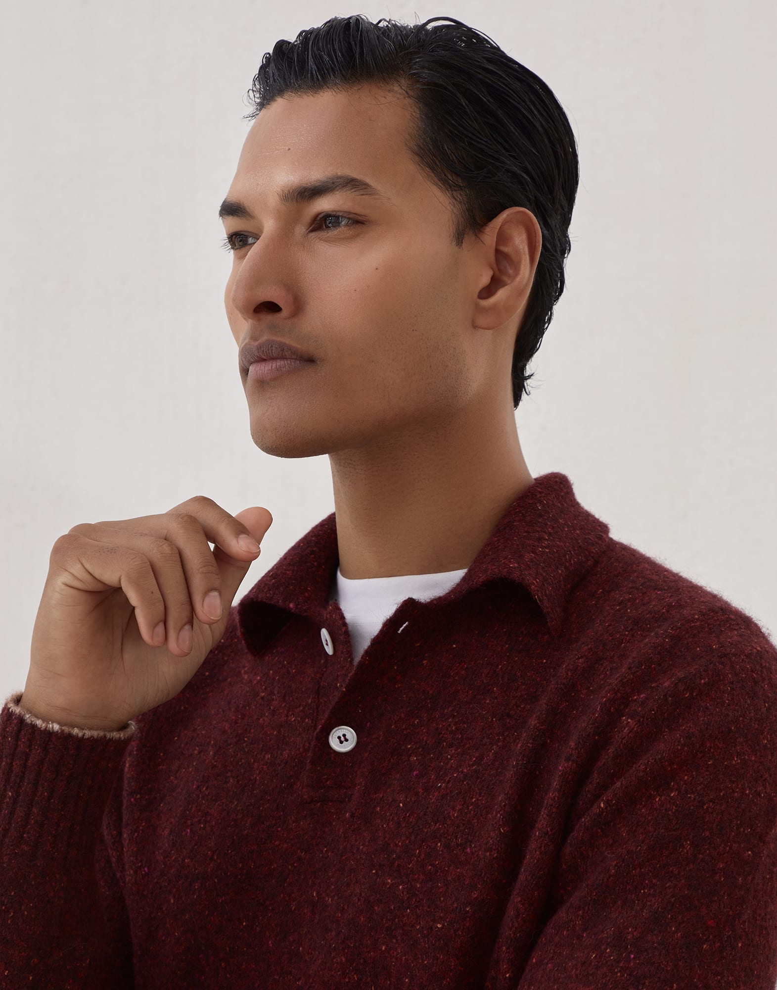 马球款针织衫 - 细节视角 - 正面观看 - 全屏观看