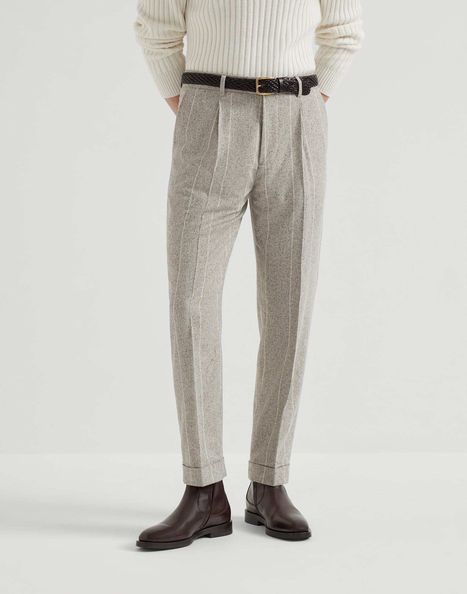 Pantalon leisure fit à pinces Sel Homme - Brunello Cucinelli