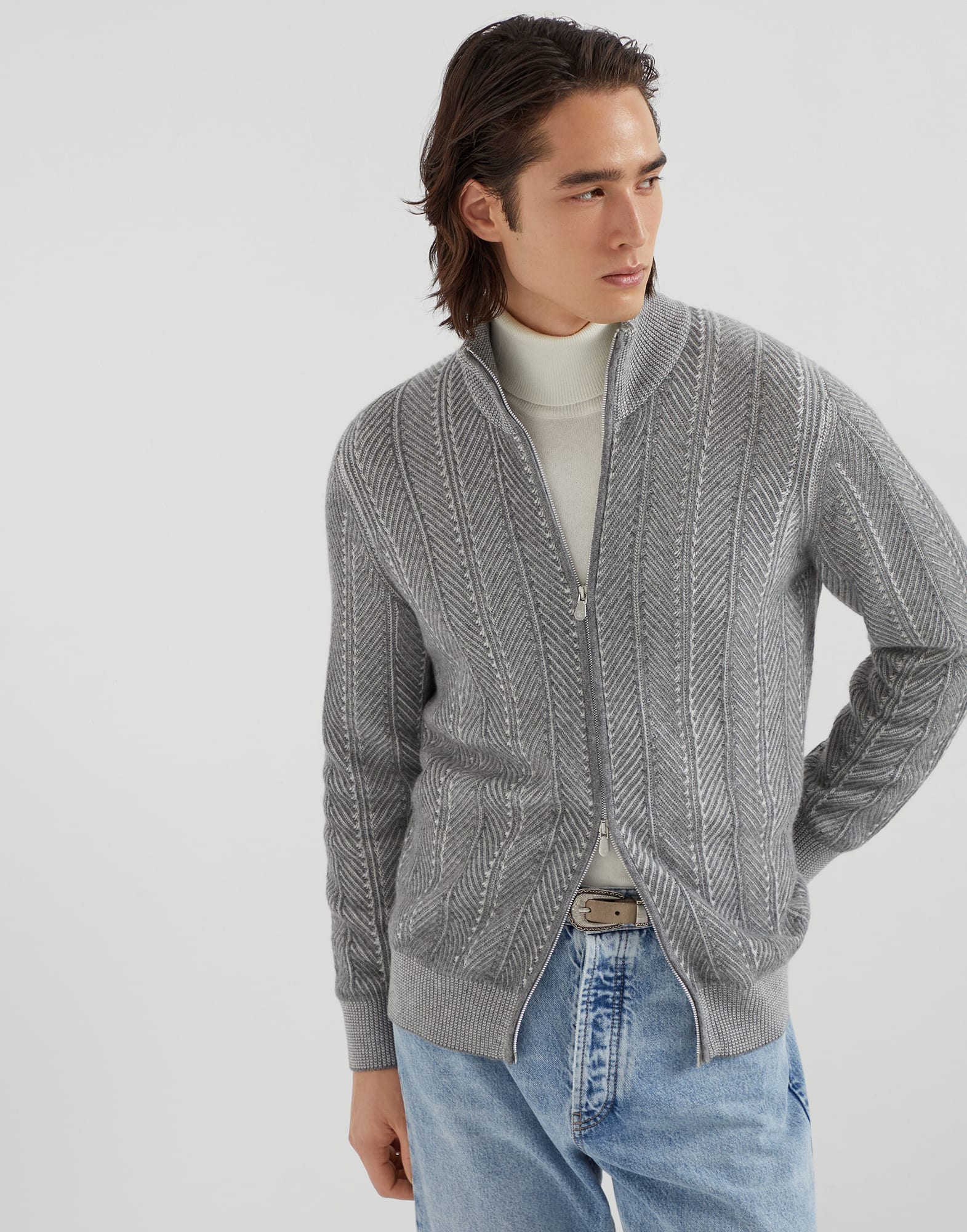 Zip-front Cardigan - Front view - View Full Screen