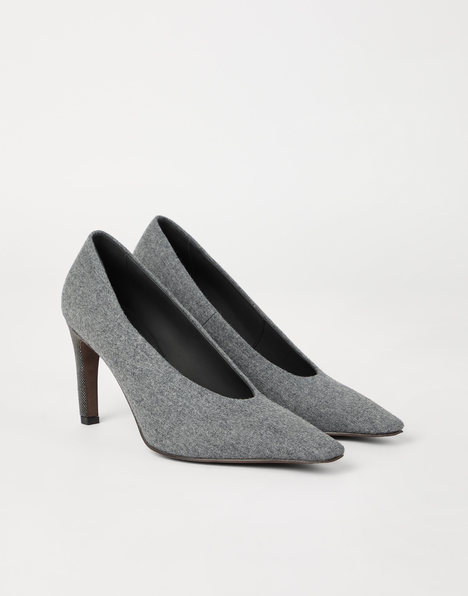 Flannel heels with monili Lead Woman - Brunello Cucinelli