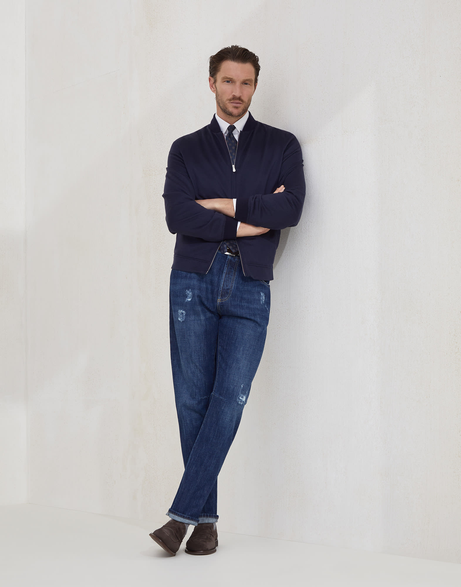 Denim Trousers with Rips - Full look - View Full Screen