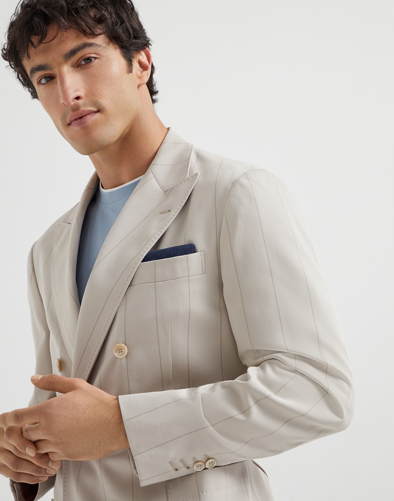 半双排扣夹克 - 细节视角 - 正面观看 - 全屏观看