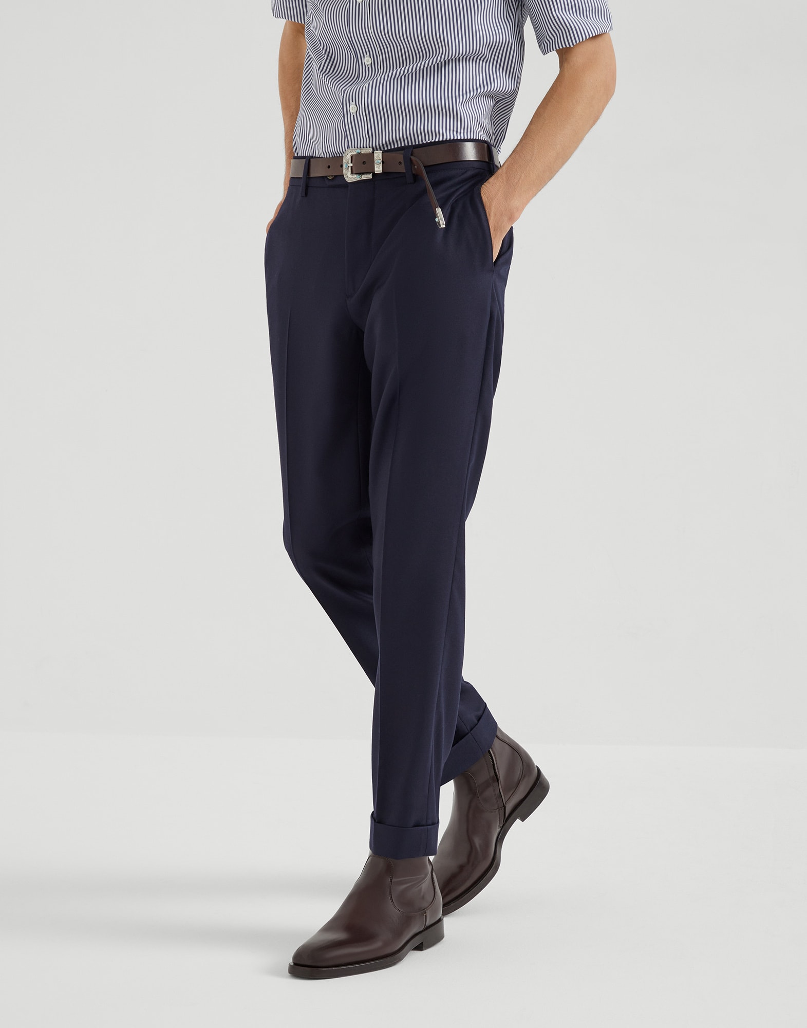Italian fit trousers Avio Blue Man - Brunello Cucinelli